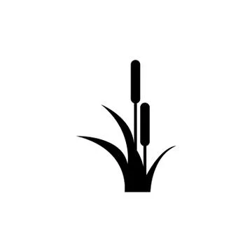 Reed, Cattail, Cane Flat Vector Icon Stock Illustration