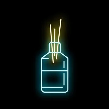 Reed diffuser aroma sticks glowing neon icon illustration Stock Illustration