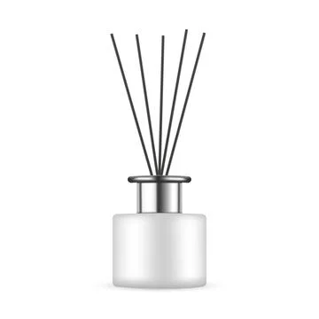 Reed Diffuser Bottle with Metal Cap, Black Aroma Sticks Stock Illustration