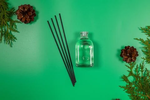 Reed diffuser creating a fresh natural forest scent Stock Photos