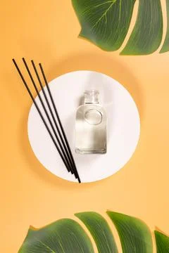 Reed diffuser creating home fragrance and relaxation ambiance Stock Photos