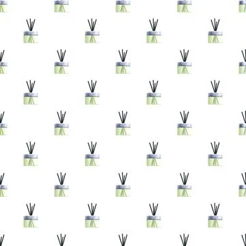 Reed diffuser pattern creating a repeating watercolor background Illustrazione stock