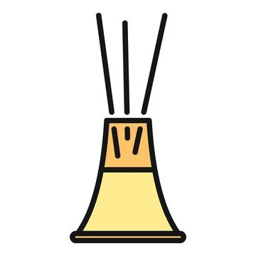 Reed diffuser spreading aroma for home wellness icon Stock Illustration
