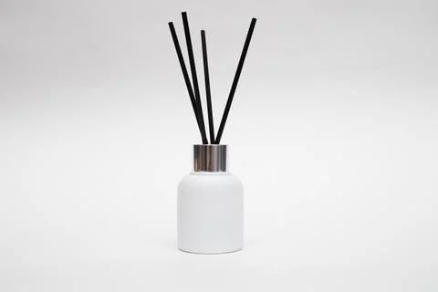 Reed diffusers on white background Stock Photos