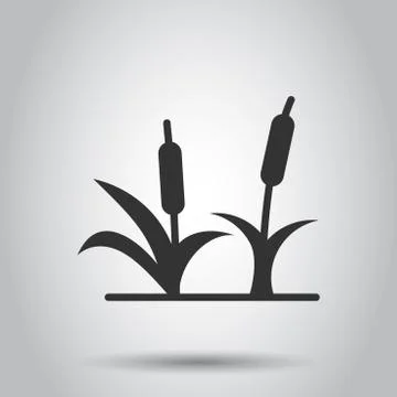 Reeds grass icon in flat style. Bulrush swamp vector illustration on white ba Stock Illustration