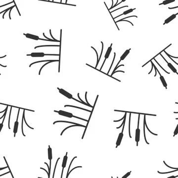 Reeds grass icon seamless pattern background. Bulrush swamp vector illustrati Stock Illustration