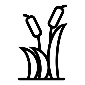 Reeds line icon. Cattail vector illustration isolated on white. Cane outline Stock Illustration