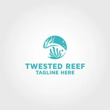 Reef aquatic ocean vector logo design template Stock Illustration