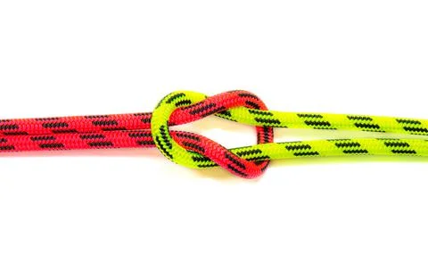 Reef, Hercules, square, double or brother hood Binding knot binding two colored Stock Photos