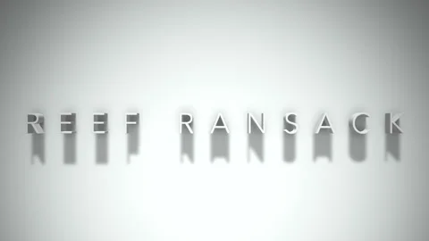 Reef ransack 3D title animation with shadows on a white background Stock Footage 297819342