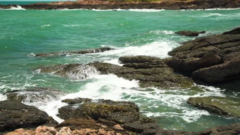 Reef rock was erodes by time and tide water Stock Footage 193985931