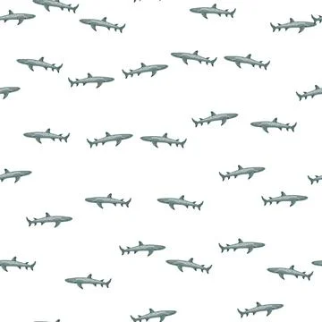 Reef shark seamless pattern in scandinavian style. Marine animals background. Stock Illustration