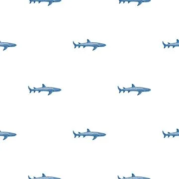 Reef shark seamless pattern in scandinavian style. Marine animals background. Stock Illustration