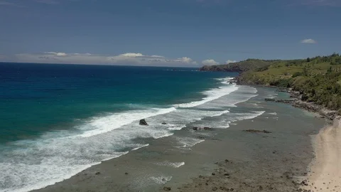 Reef Shelf and Breaking Surf on the North Maui Coast Video stock 108184736