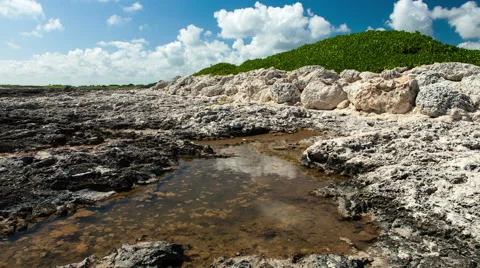 Reef shore cloudy timelapse with lake Stock Footage 50541110