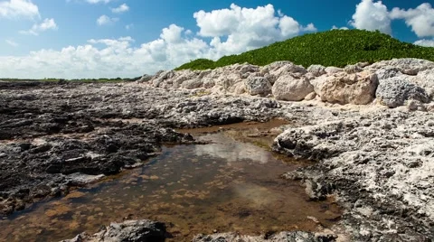 Reef shore cloudy timelapse with lake Stock Footage 51078321