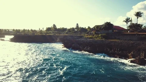 Reef waves and house Stock Footage 100765137