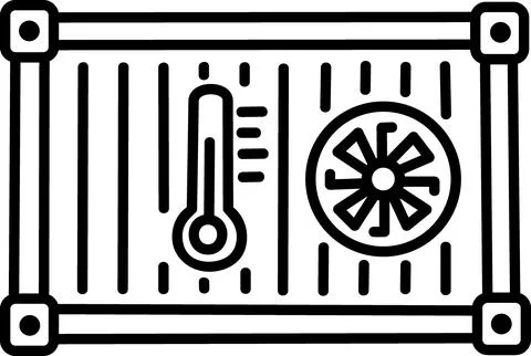 Reefer container with temperature climate control ventilation Stock Illustration