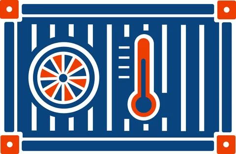 Reefer container temperature control storage icon Stock Illustration