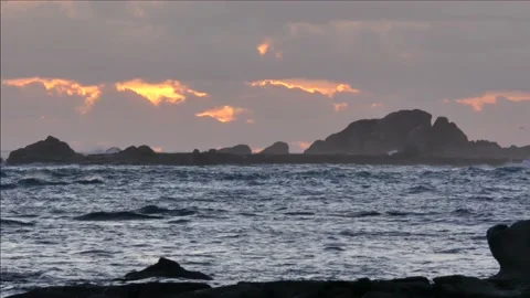 Reefs, wave and sunset Stock Footage 131734966