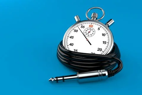Reel of audio cable with stopwatch Stock Illustration