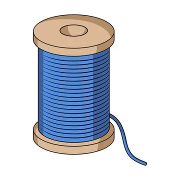 A reel of blue thread.Sewing or tailoring tools kit single icon in cartoon style イラスト素材