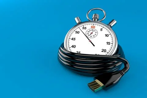 Reel of HDMI cable with stopwatch Stock Illustration