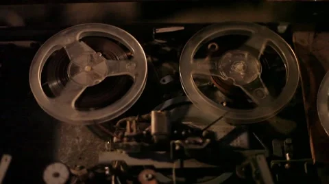 Reel-to-reel tape recorder plays Stock Footage 59443846