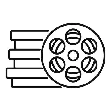 Reel stack icon outline vector. Film video movie Stock Illustration
