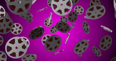 Reel tapes falling slow motion animation Stock Footage 238434021