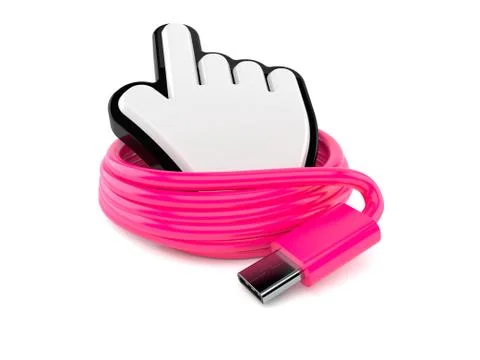 Reel of USB-C cable with cursor Stock Illustration