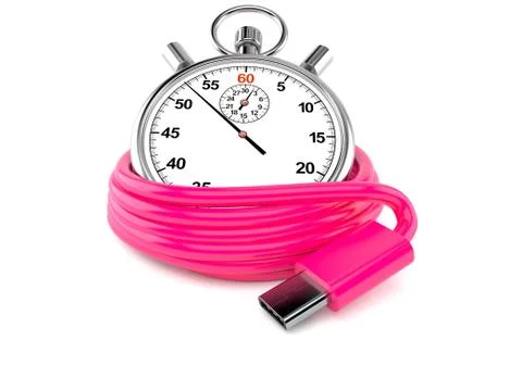 Reel of USB-C cable with stopwatch イラスト素材