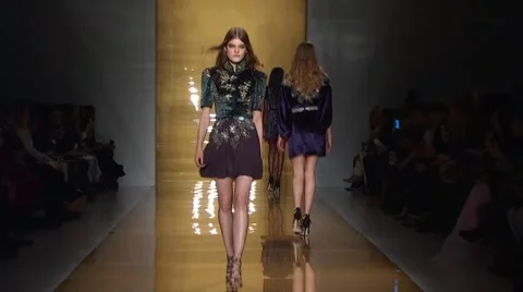 Reem Acra Show Fall 2015 Collection NYFW 04 Stock Footage 57132411