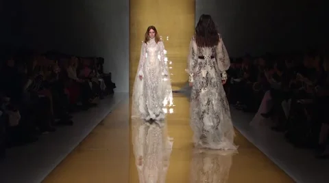 Reem Acra Show Fall 2015 Collection NYFW 06 Stock Footage 57132423