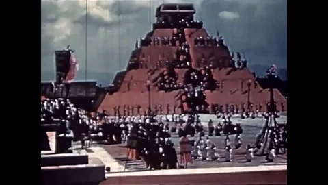 A reenactment of an ancient Aztec rite in 1942, Mexico, a festival to honor Stock Footage 75075065