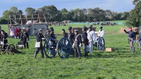 Reenactment of the Battle of Leipzig, also called the Battle of Leipzig Stock Footage 315413651