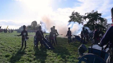 Reenactment of the Battle of Leipzig, also called the Battle of Leipzig Vídeo Stock 315413789