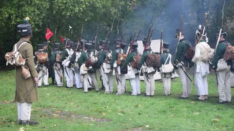 Reenactment of the Battle of Leipzig, also called the Battle of Leipzig Stock Footage 315413866