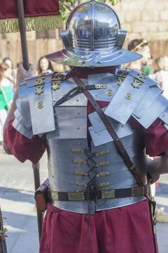 Reenactor dressed in lorica segmentata Stock Photos