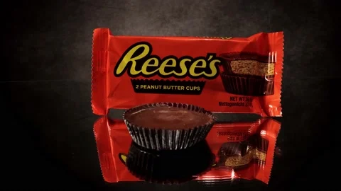 Reeses Peanut Butter Cups - close up view - CITY OF FRANKFURT, GERMANY - MARCH Stock Footage 150915832
