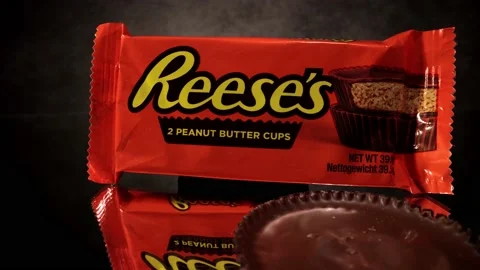Reeses Peanut Butter Cups - close up view - CITY OF FRANKFURT, GERMANY - MARCH Video stock 150916020