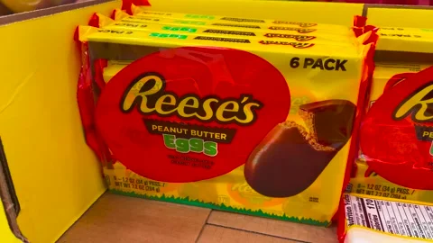 Reese's Peanut Butter Eggs - Easter - Six Pack -Mar.27, 2024 - Davenport, IA Stock Footage 270546575