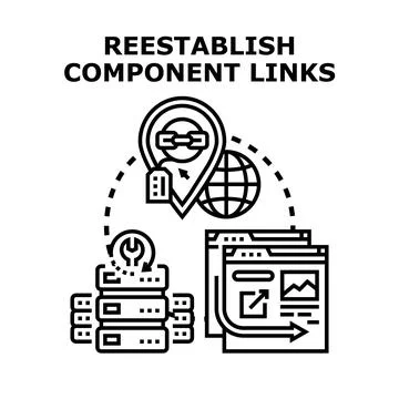Reestablishing component links connecting network data Stock Illustration