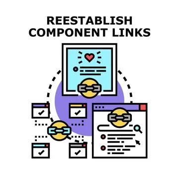 Reestablishing component links for system connection and integration Illustrazione stock