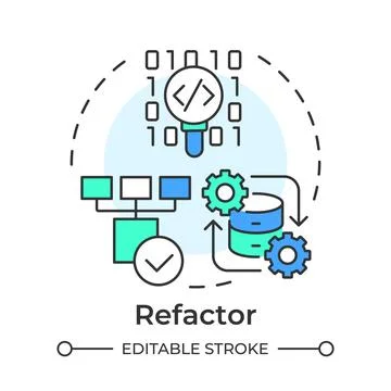 Refactor flat linear concept icon Stock Illustration