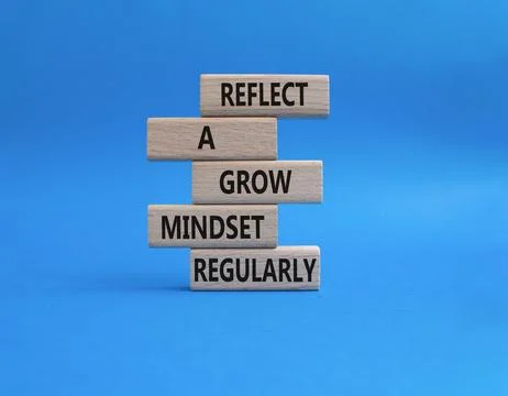 Refclect a grow mindset regularly symbol. Wooden blocks with words Refclect.. Stock Photos