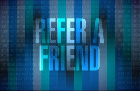 Refer a friend binary sign concept Illustrazione stock
