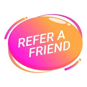 Refer a friend button with gradient design encouraging customers to recommend Stock Illustration