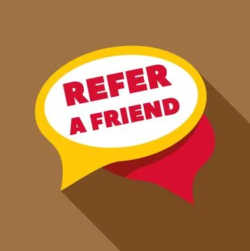 Refer a friend program speech bubble marketing concept Ilustración de archivo