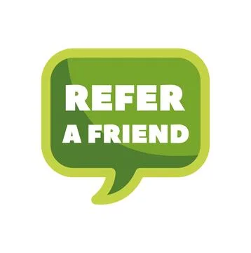 Refer a friend program speech bubble marketing concept Stock Illustration